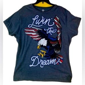 Patriotic Livin' the Dream Bald Eagle Blue T-Shirt